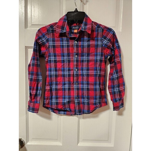 The Children’s Place Boys Plaid Flannel Button Up Shirt Size Medium - Picture 1 of 10